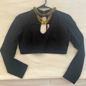 Embellished black crop top